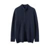 Men's Autumn/Winter Cashmere Cable Knit Zipper Cardigan Sweater, Half-High Collar, Plus Size