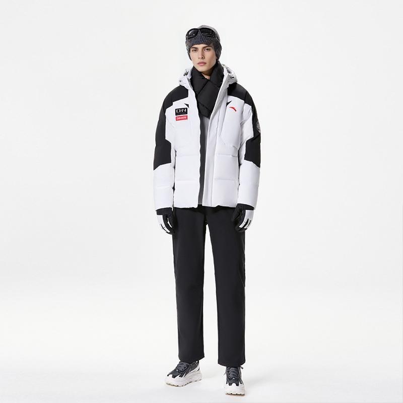 Anta Ice Armor Short Hooded Down Jacket With Letter Splicing Men Outerwear Snow-White 152347946-1