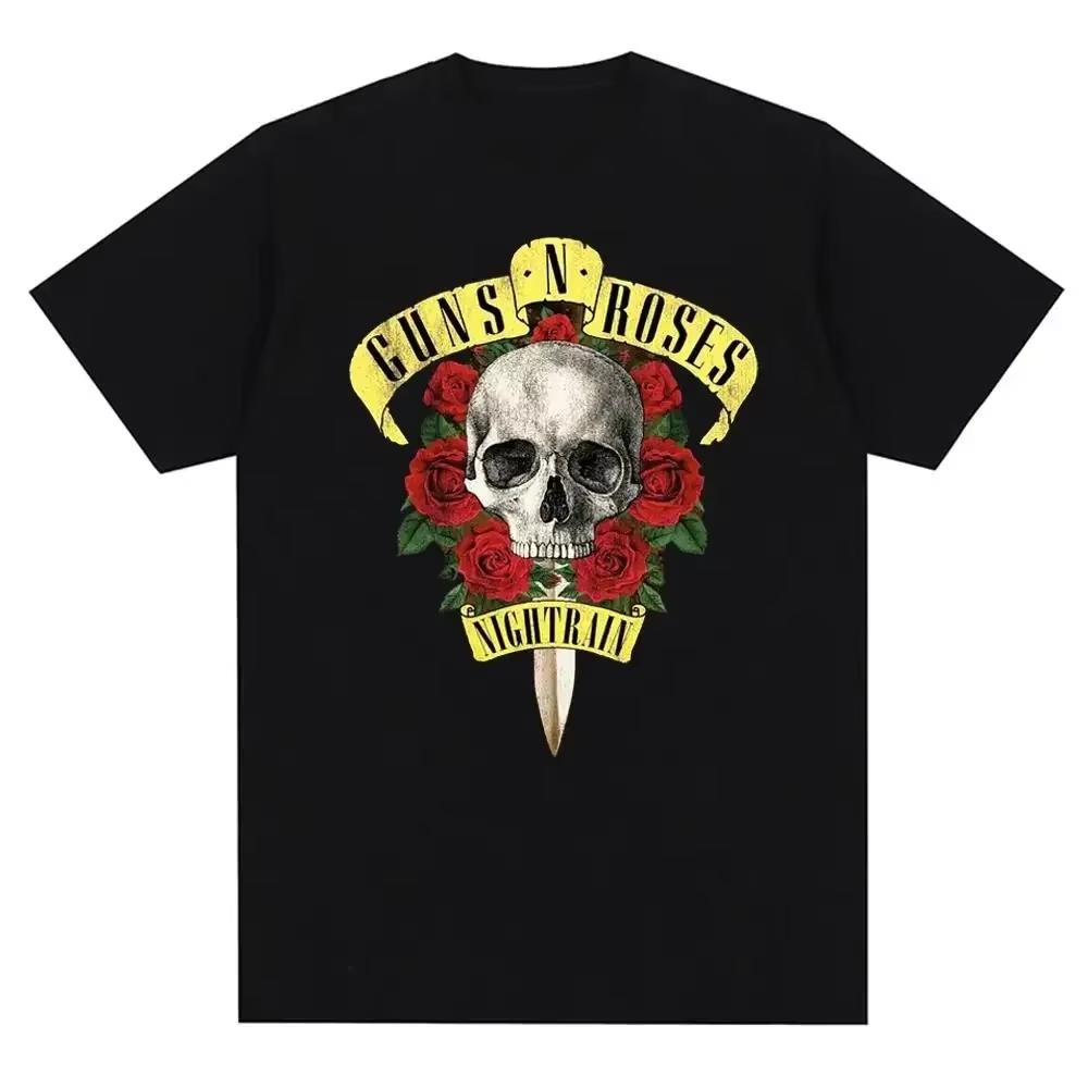 Guns N Roses Graphic Print T Shirt Vintage Rock Band Streetwear Unisex Unisex Oversized Short Sleeve Fashion Crew Neck Tees Unisex