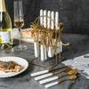 24pcs Stainless Steel Marbled Tableware Set Mirror Polished with Storage Rack Famliy Cutlery Set Nordic Style Flatware Kit
