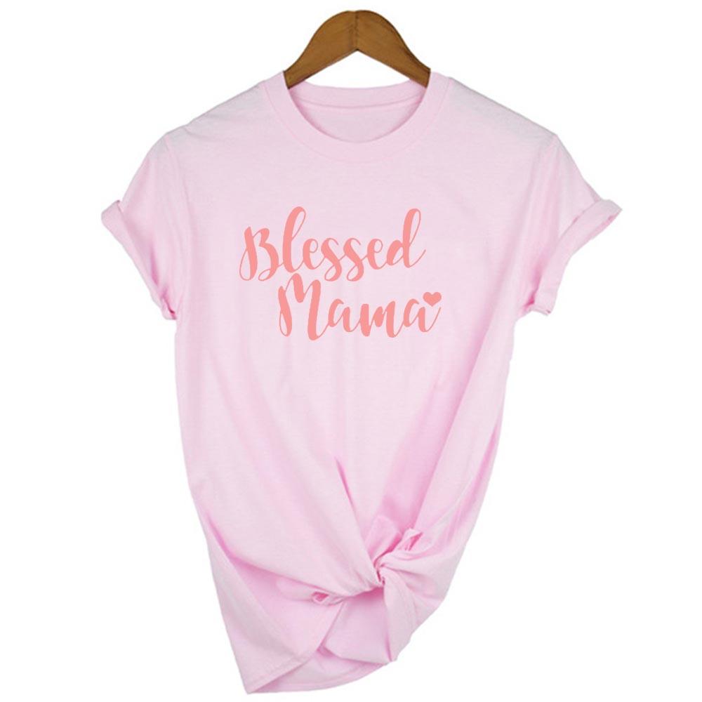 Blessed Mama Letters Print Short Sleeve Women Tshirt Casual Funny T Shirt Yong Lady Mom Life