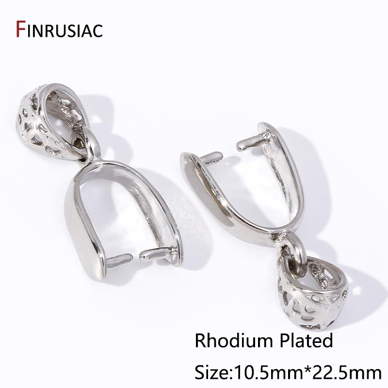 

Rhodium Plated Brass Hollow Out Pendant Clip Clasp Connector,Pinch Pendant Bail With Ring For DIY Jewelry Making Accessories 2 pieces