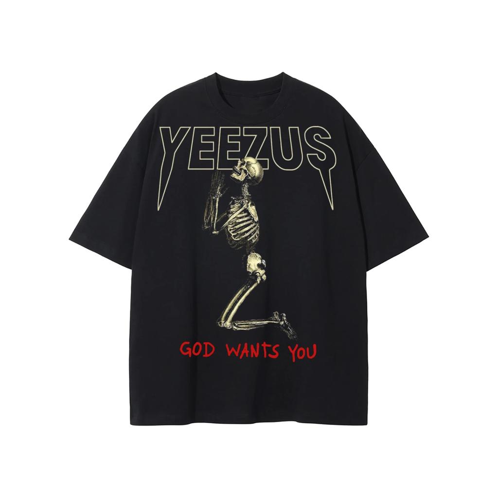 Kanye West 2013 Yeezus Tour God Wants You Cotton Black Unisex Y2K T-shirt