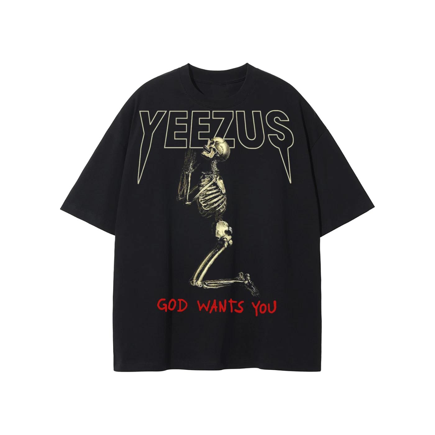 Kanye West 2013 Yeezus Tour God Wants You Cotton Black Unisex Y2K T-shirt XL