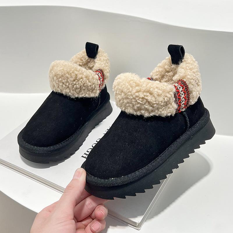 

Кожаные детские зимние сапоги 2025 новая бархатная утолщенная мужская большая хлопковая обувь теплая шерстяная женская короткая обувь 23-25 yards, 3 pairs in one hand