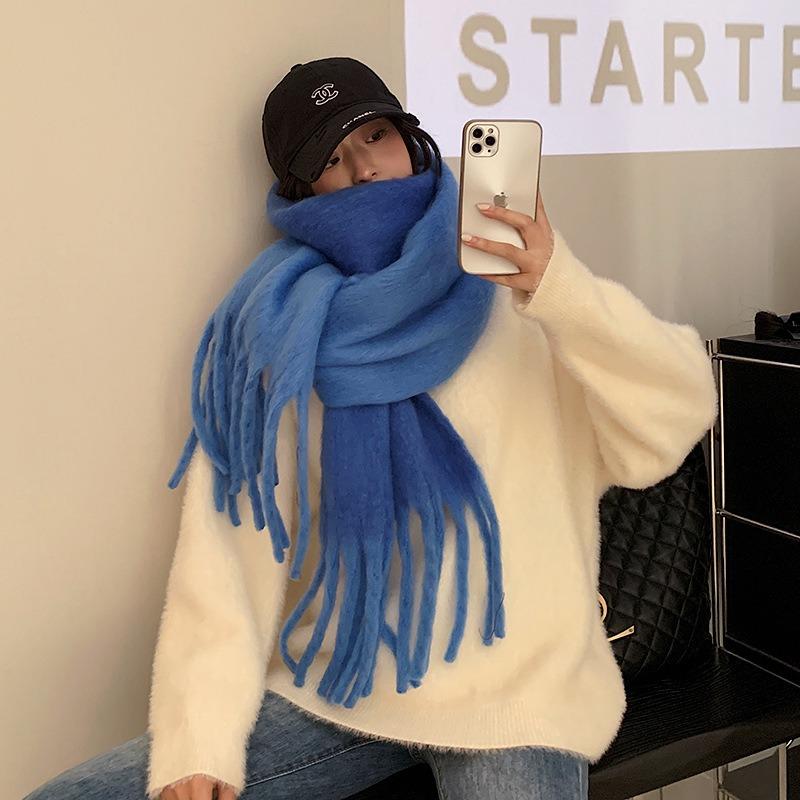 Thickened warm scarf women's winter versatile wool scarf soft waxy lengthened new shawl sense of quality