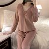 New Pajamas for Women Spring Sweet Square Neck Pajamas Set with Breast Pads Home Clothes Island Velvet Ruffles Home Clothes