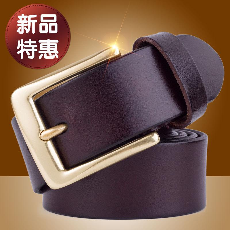 Pure Copper Buckle Belt Men'S Genuine Leather First Layer Tree Paste Pure Cowhide Pin Buckle Belt Belt