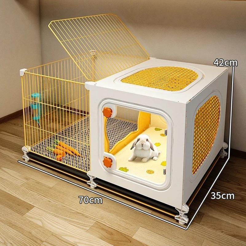 

Large Rabbit Cage with Separate Sleeping Area Indoor Hutch with Removable Tray for Guinea Pigs Bunny House Dutch Pig Enclosure