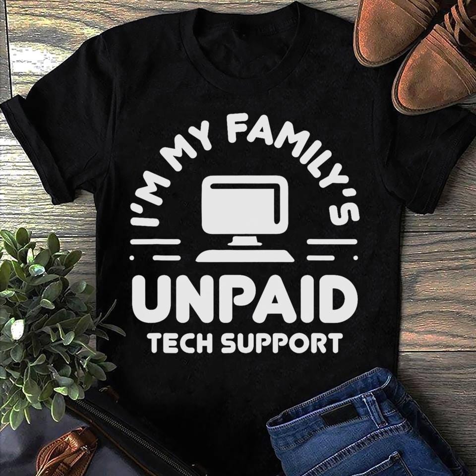 Funny Unpaid Tech Support T-Shirt Computer Engineer Women Tops S чёрный