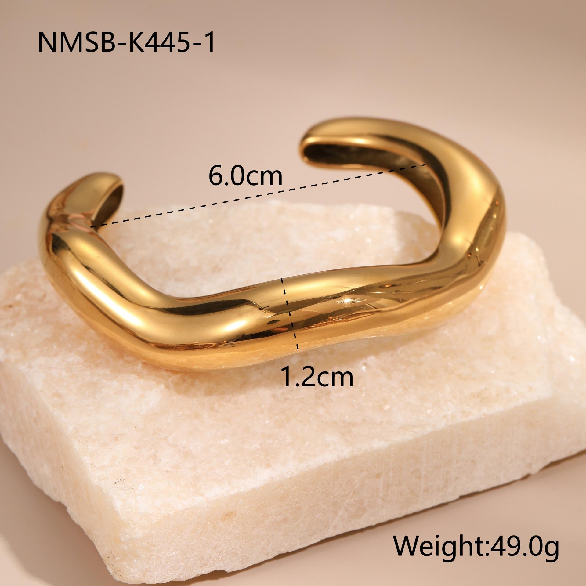 GEMCHIC Women s Fashion Irregular Titanium Steel Bangle Bracelet 18K Gold Plated Open Ring Hand Jewelry