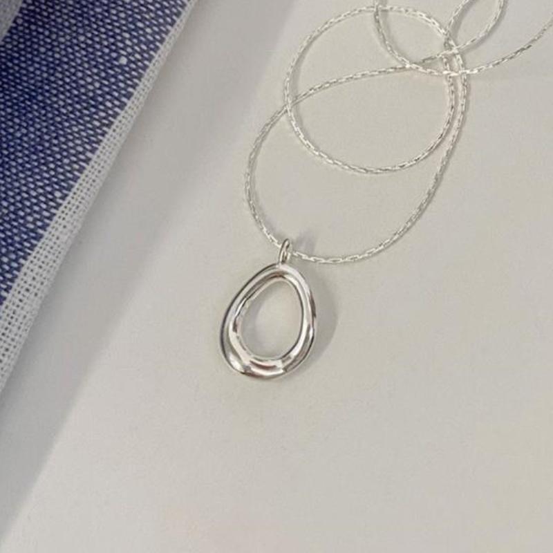 Simple Fashion Irregular Water Droplet Oval Pendant Necklace for Women Trendy Clavicle Choker Friendship Jewelry Accessories