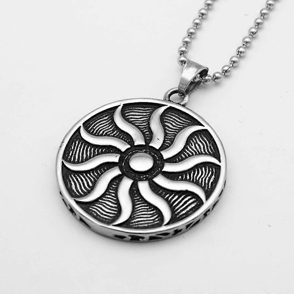Fashion Sun-god 316L Stainless Steel Flame Pendant Necklace for Men Silver