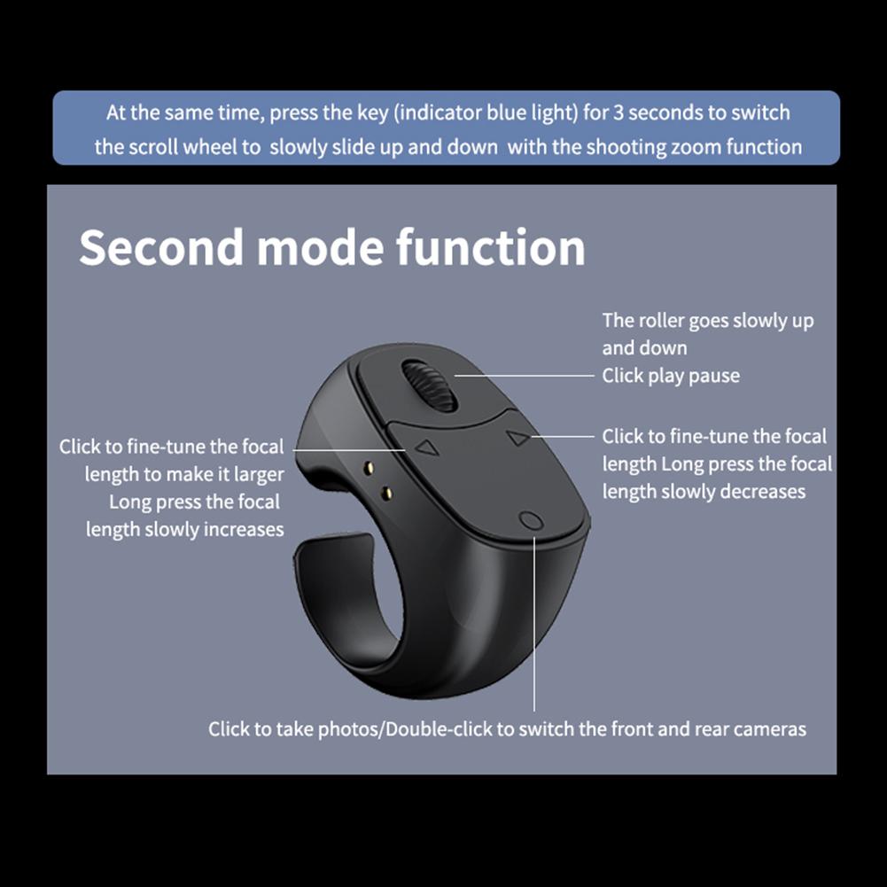 Intelligent Roller Fingertip Ring Wireless Bluetooth Remote Control Selfie Button Video Page Turner Scroller for iPhone Android