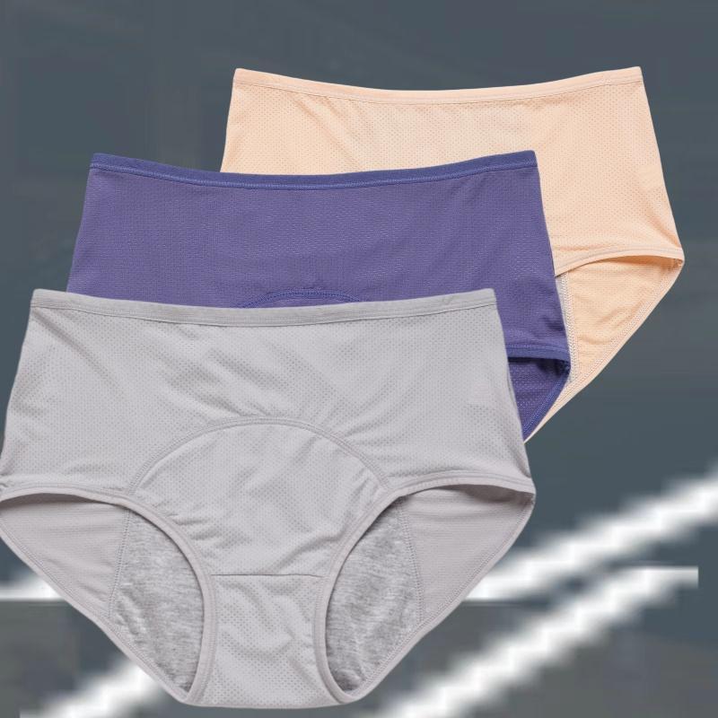3pcs Women's Physiological Panties L-8XL Leak Proof Menstrual Comfortable Waterproof Plus Size Mid Waist Period Underwear