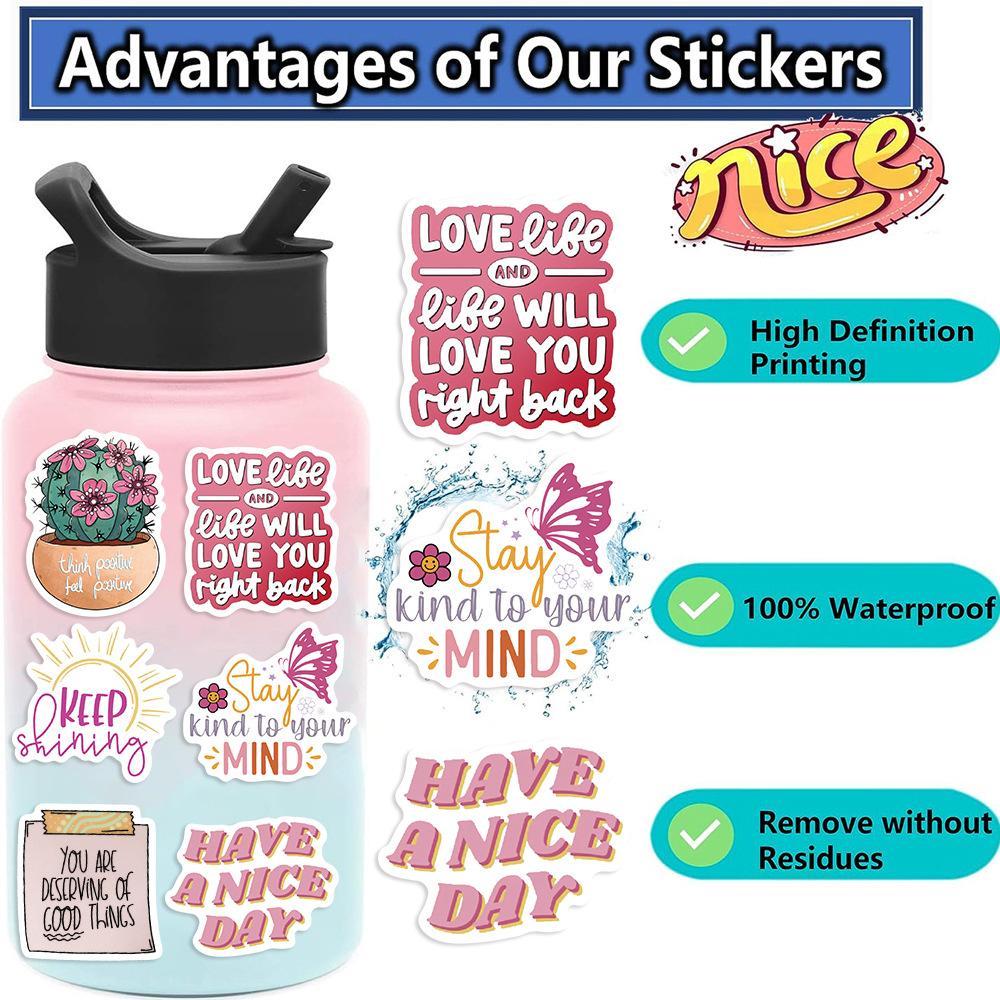 50 Pink Inspirational Phrases Graffiti Stickers Decorate Guitar Notebook Suitcase DIY Waterproof Stickers