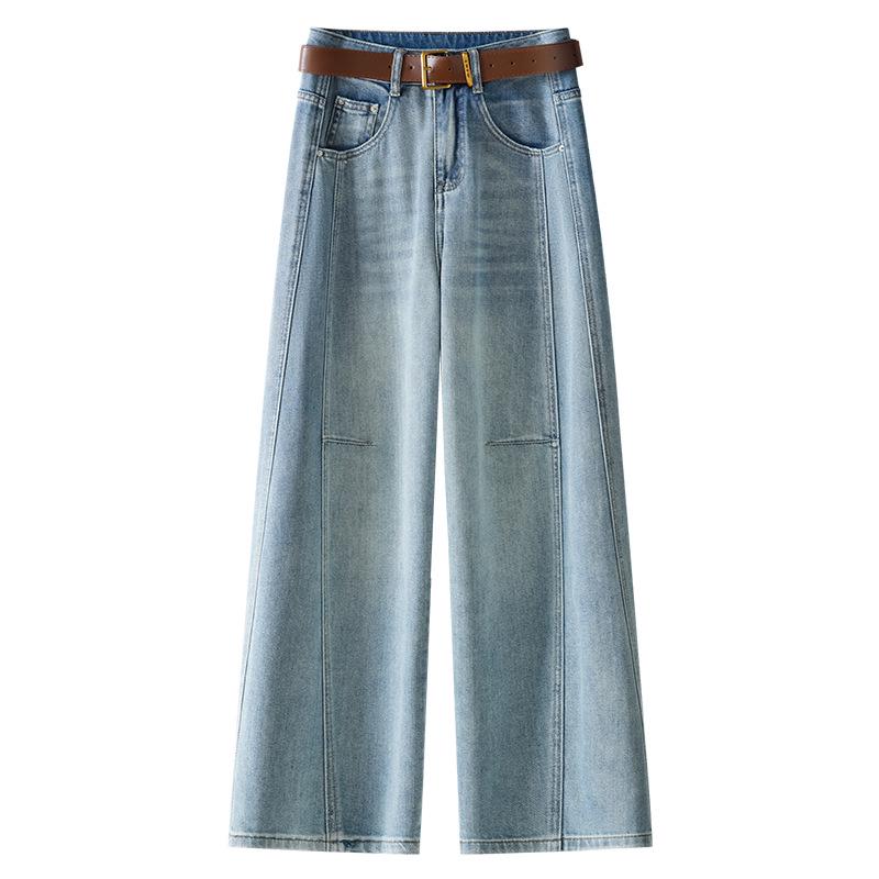 

Женские ретро джинсы с широкими штанинами, облегающие фигуру, весна 2025 4XL синий