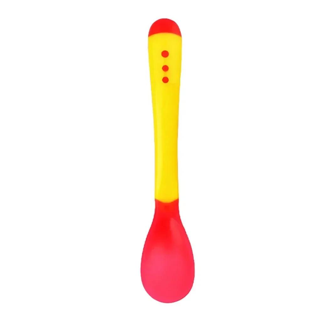 Baby Temperature Change Fork Spoon Small Toddlers Utensils Plastic Baby Spoons Infant Feeding Tool Heat Sensitive Kids Tableware