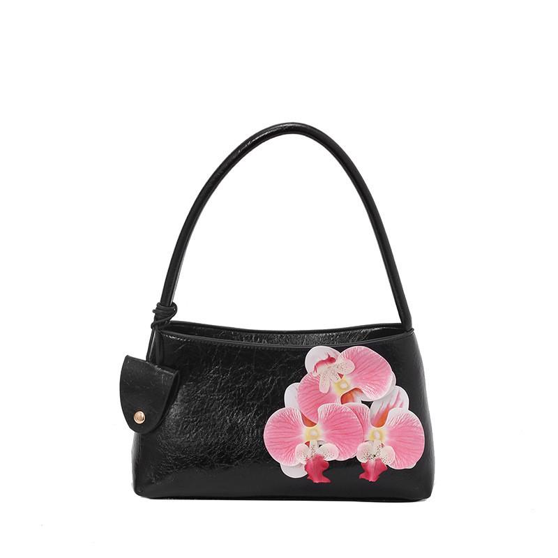 Style Pu Flower Decor Shoulder Bag For Daily Use