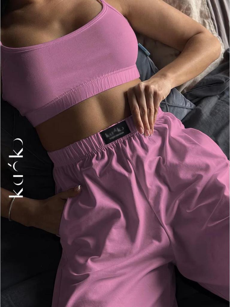 Trendy Women's Two-Piece Sling Vest & Wide-Leg Pants Set