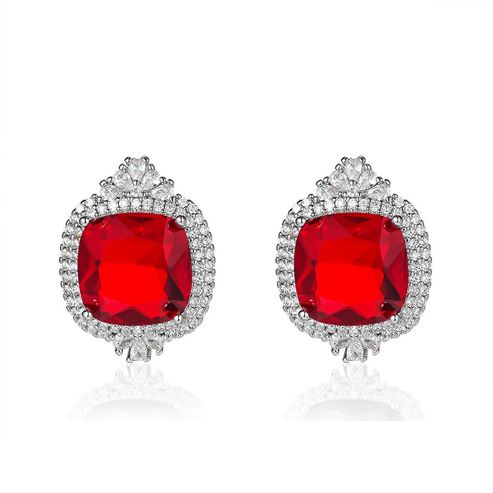 High-end simulation dark blue colored gemstone lavender purple stud earrings with zircon ear jewelry