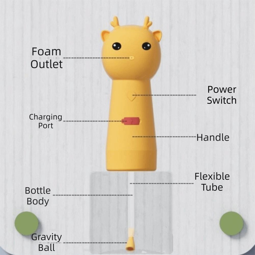 Quiet Operation Cat Soap Dispenser Wireless Smart Dog Cleaning Foam Machine Waterproof Cartoon Pet Bathing Soap Container