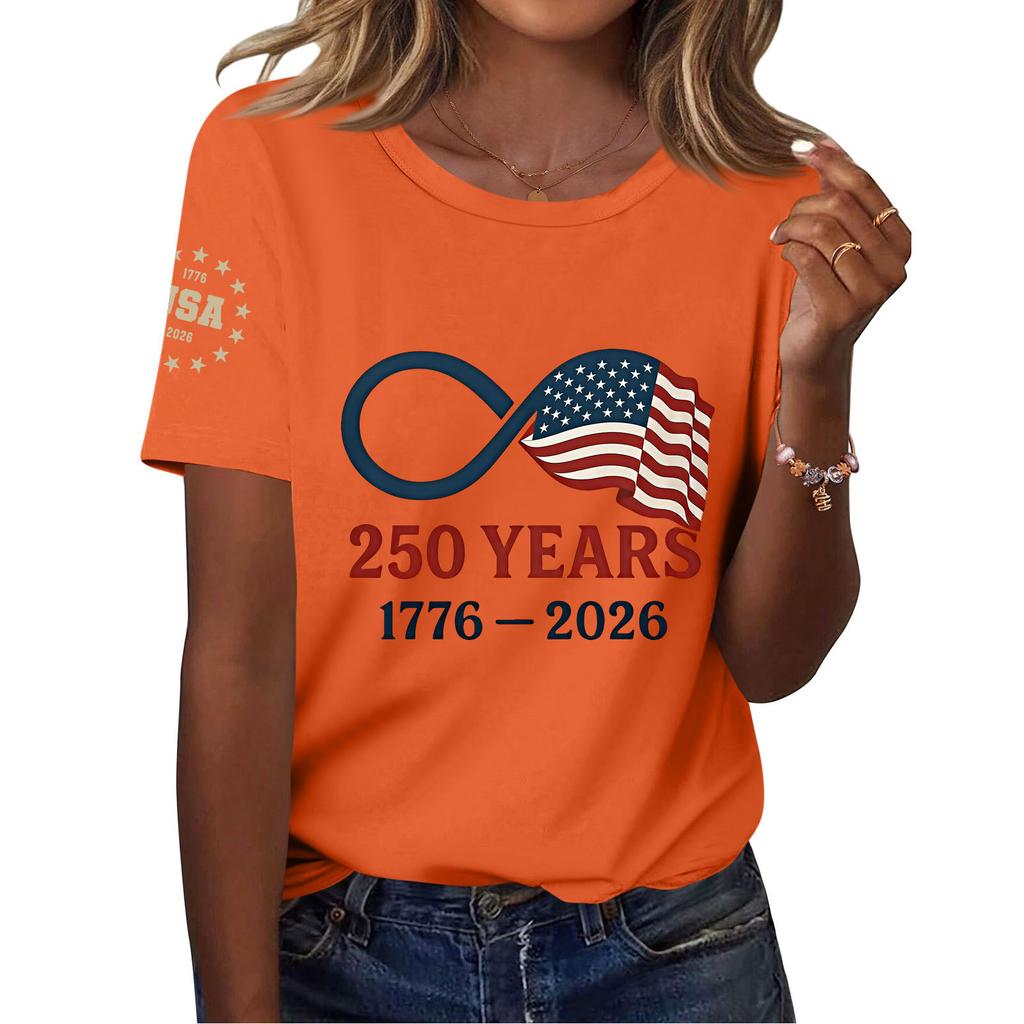 Women's Fashion Casual Printed Short Sleeve Round Neck Pullover Tops