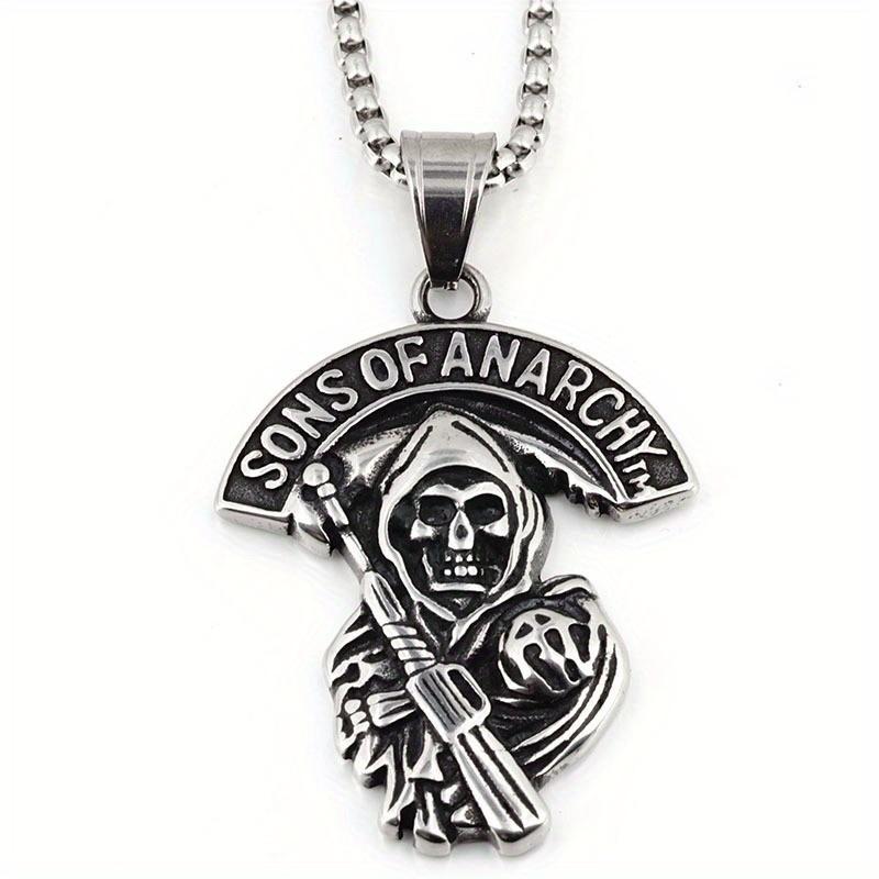 Skull Pendant Vintage Hipster Reaper Letter Necklace Fashion Trend Pendant