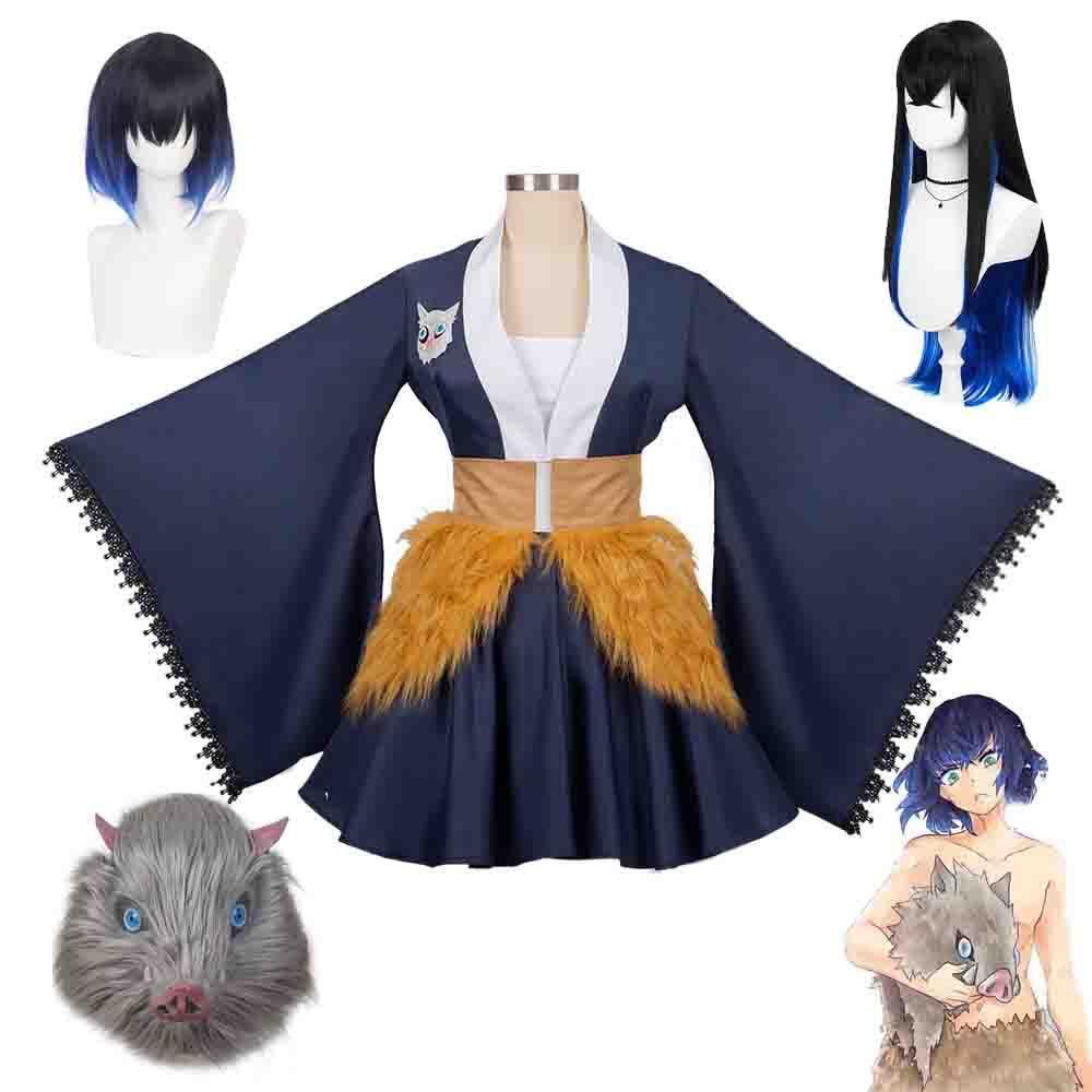 Slayer Hashibira Demon Inosuke Cosplay Adult Girl Costume Dress Uniform Outfit