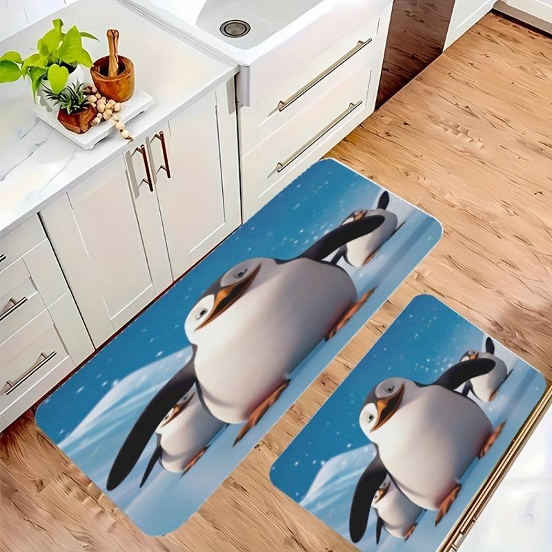 1PC Antarctic Penguins Pattern Kitchen Rug Non-Slip Door Mat Pop design Bathroom Rug Bath Mat Carpet for Home Sink Laundry Decor