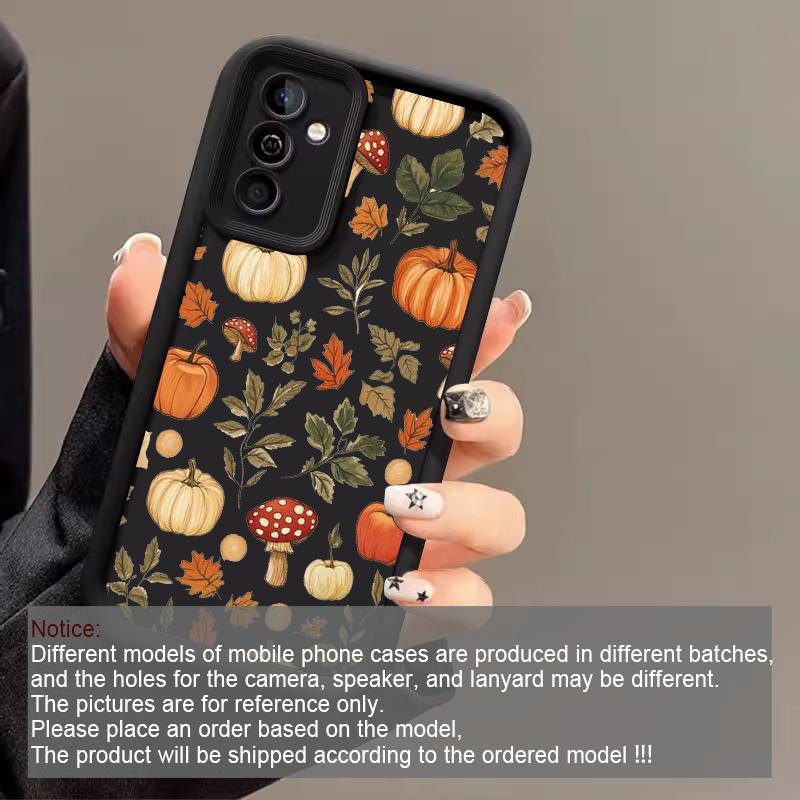 Retro Maple Leaf Pumpkin Pattern Soft Phone Case For Samsung Galaxy S25 Ultra S24 S23 S22 S21 S20 Plus FE A15 A35 A54 A55 Cover