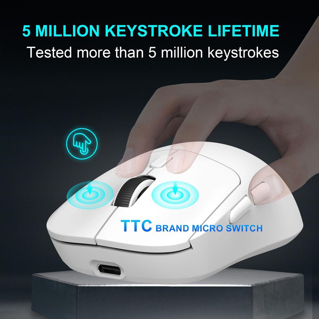 Gaming Mouse with 2.4GCelsius 5.4CelsiusWired Three Modes Connectivity 6 Key 6400DPI for Desktop Laptop