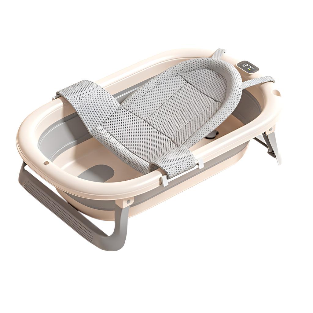 Household intelligent constant temperature large capacity baby folding bathtub children can sit and
