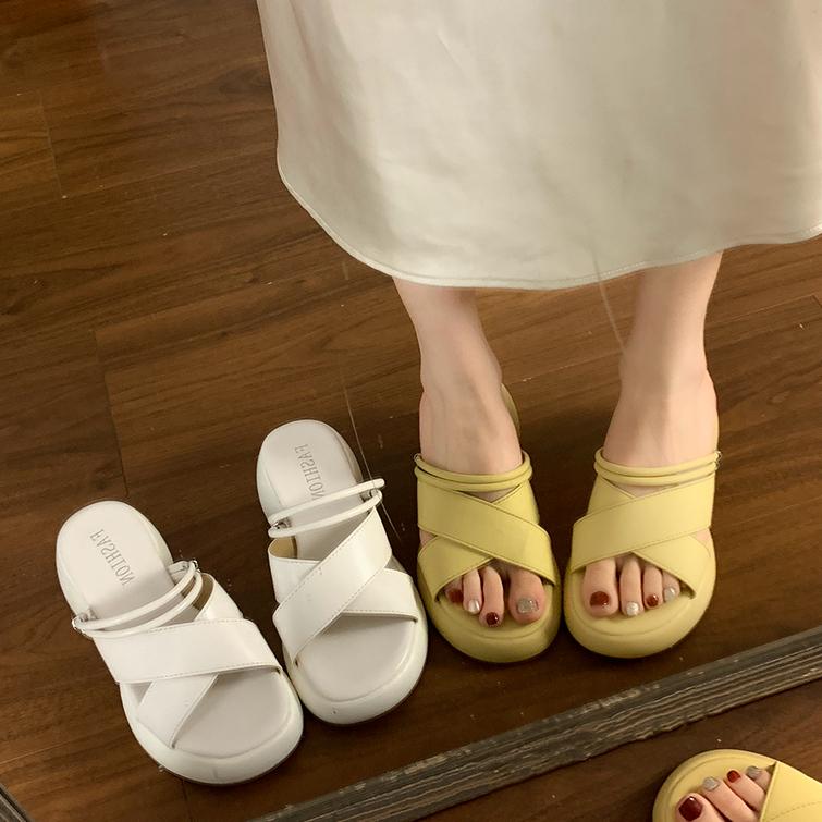 Fashion Shoes Slippers Women Summer Platform Pantofle Slides Square Heel Soft 2025 Block House Slippers Platform Shoes Slides Slipers Wo