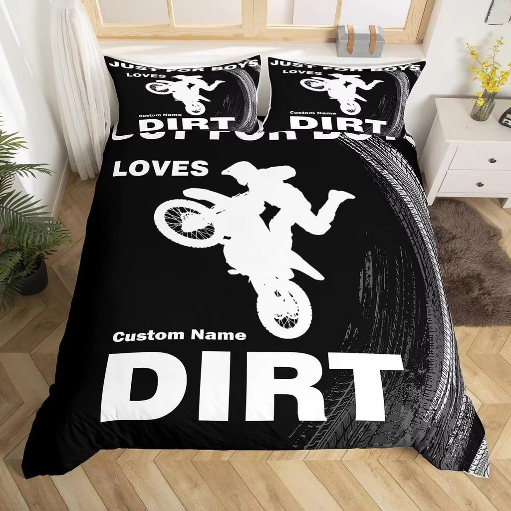 Set Piumino Motocicletta Set Biancheria da Letto Set Copriletto a 3 Pezzi