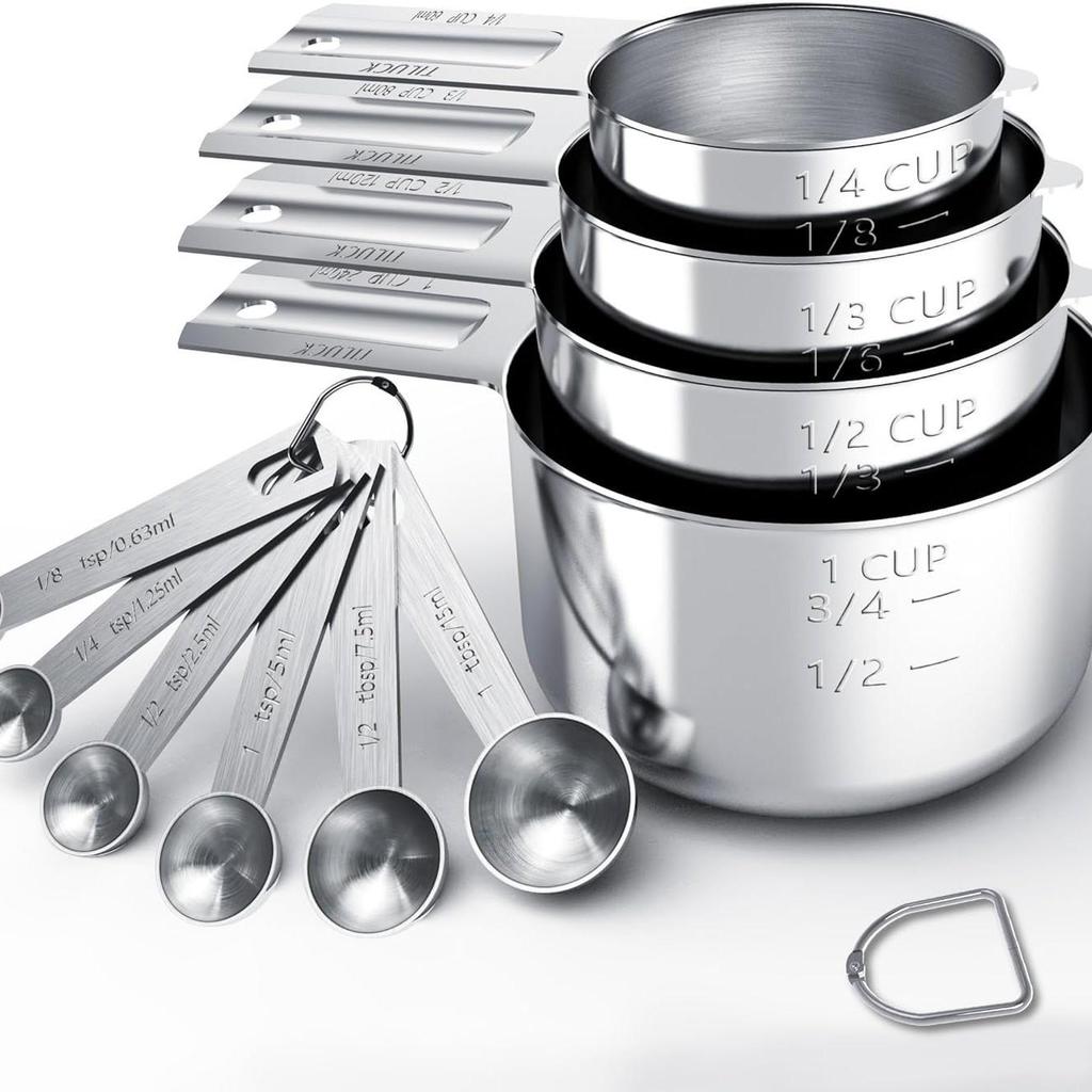 304 Stainless Steel Measuring Cup & Spoon Set with Scale for Baking & Cooking