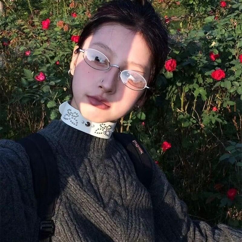 Ins Trendy Small Oval Metal Frame Eye Glasses Women Men Korean Fashion Retro Gold Silver Color Eyewear Anti Blue Light Glasses