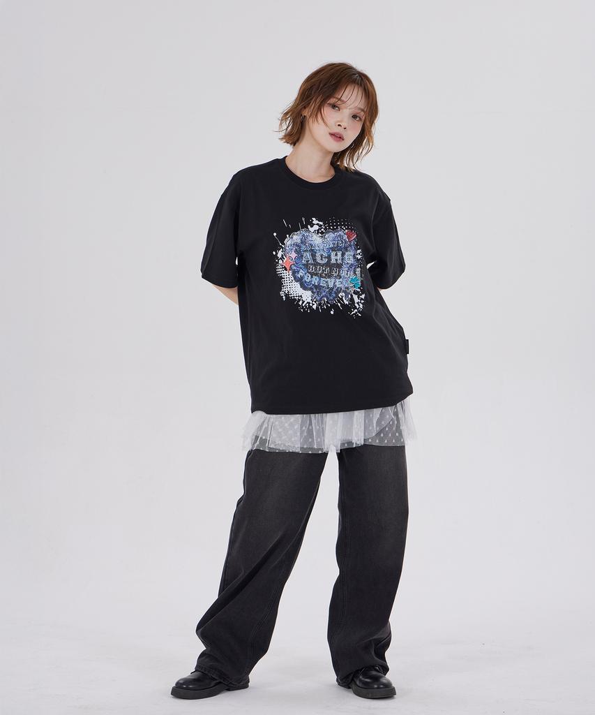 DYSFUNCT Vintage Heart Patch T-Shirt(Black)