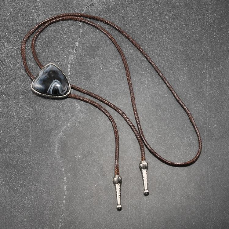 Multifunctional Bead PU Leather Necklace Practical Alloy Clasp Lightweight Jewelry Bolo Tie Neckwear Fashion Necktie