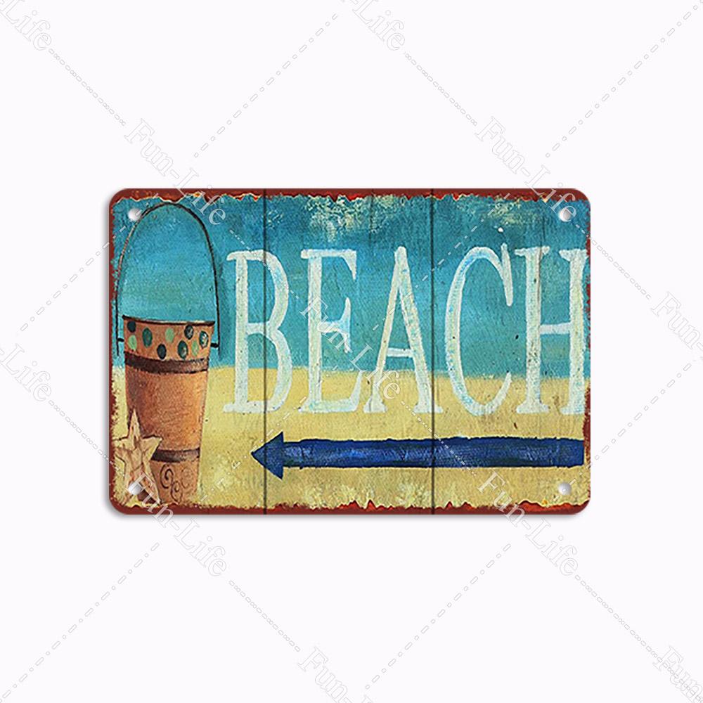 Beach Tin Sign Bar Pub Cafe Shop Wall Surfing Decoration Vintage Metal Art Sticker Poster Home Decor Iron Plate 20x30 cm