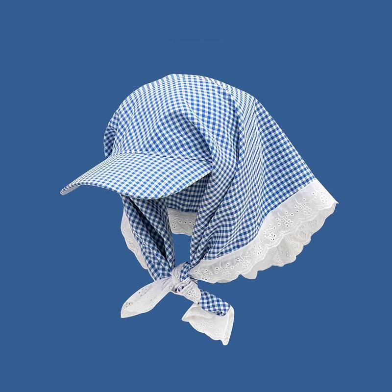 

Womens Baseball Cap With Sunblock Function And Striped Style For Summer Beach And Outdoor Activities BlueCheckered