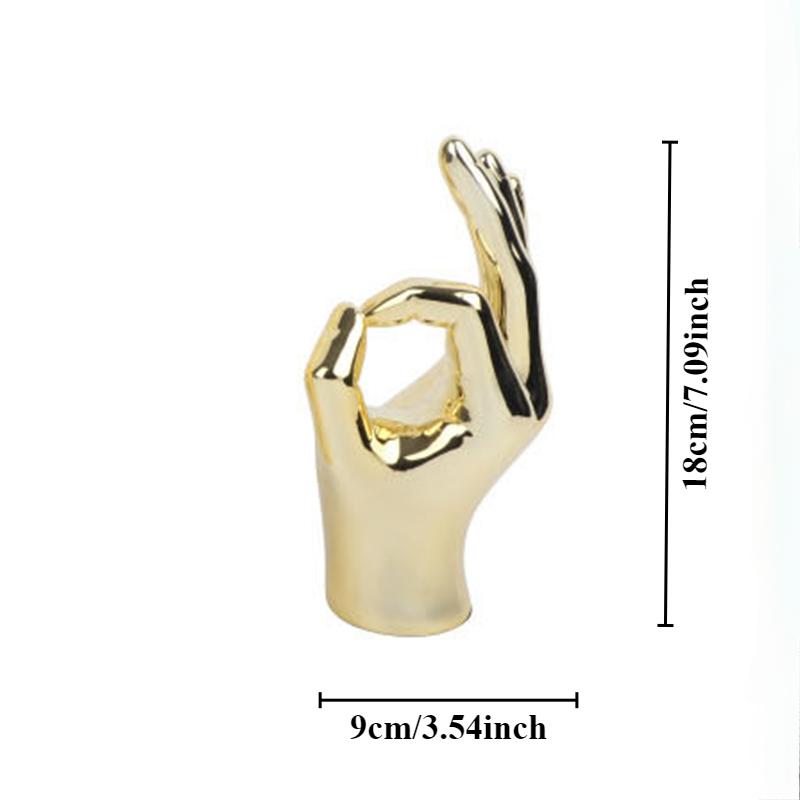 Nordic Creative Gold Silver Color Plating Finger Art Sculpture Abstract Gesture Statue Living Room Office Study Decorations