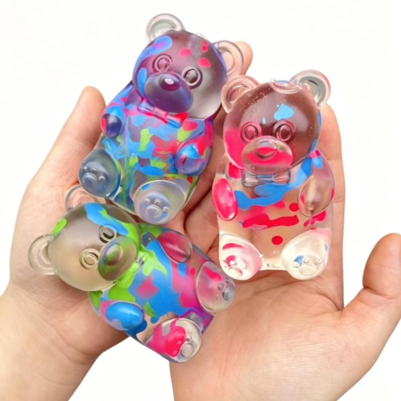 Cute Colorful Gummy Bear Fudge Squeeze Toy Stress Relief Fidget Sensory Toys Soft Slow-Rebound Squishies For Adults