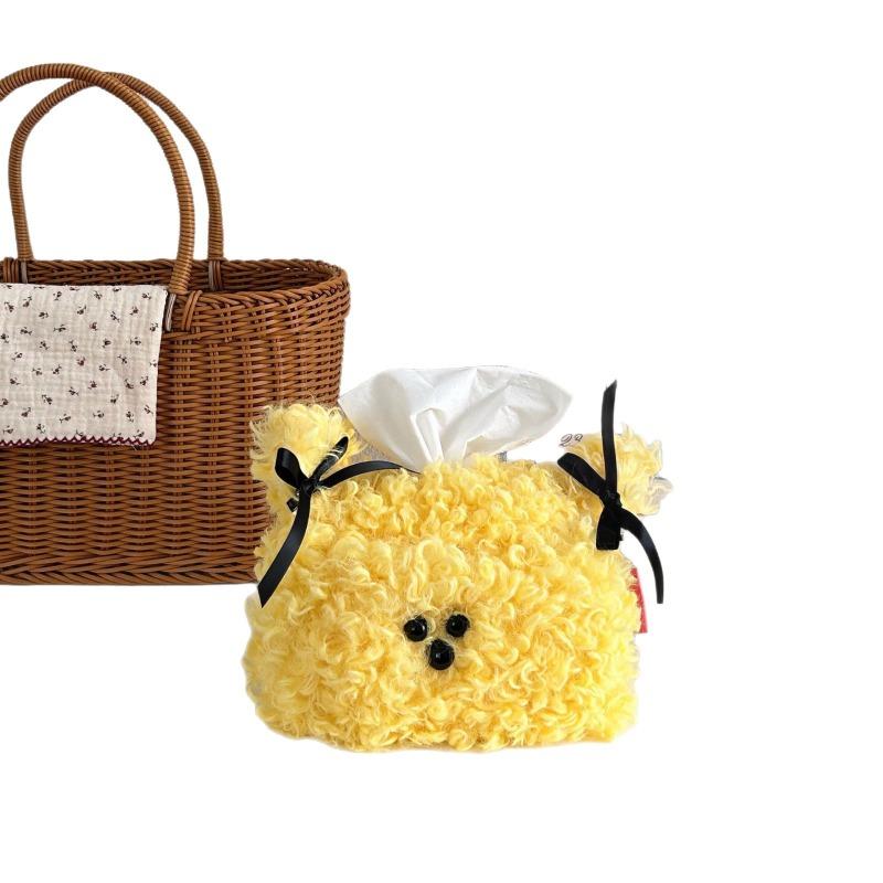 Cute Plush Puppy Tissue Box, Tissue Paper Box, Dormitory, Women's Use, Desktop Tissue Pack, Desktop Decoration Item