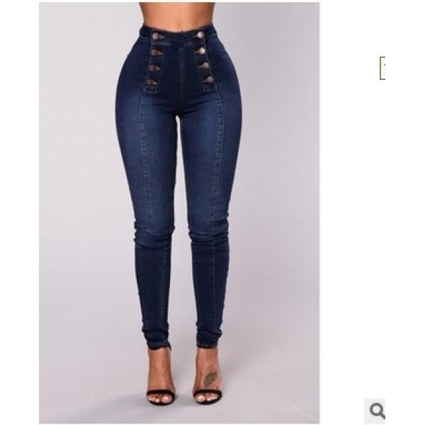 

Женские джинсы с высокой талией, повседневные, облегающие, с несколькими пуговицами, джинсы-стрейч XL