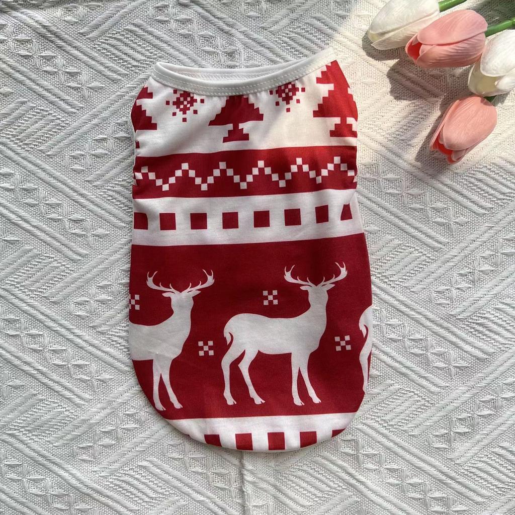 Summer Christmas Vest Pet Dog Dog Cat Thin Breathable Teddy Bigbear Small Dog Pet Clothing