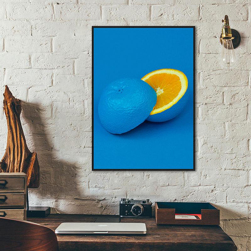 WCIC חדש מודרני כחול פשוט סדרה חצויה כתום דקורטיבי ציור אמנות בד רקע בית קישוט קיר תלוי ציור