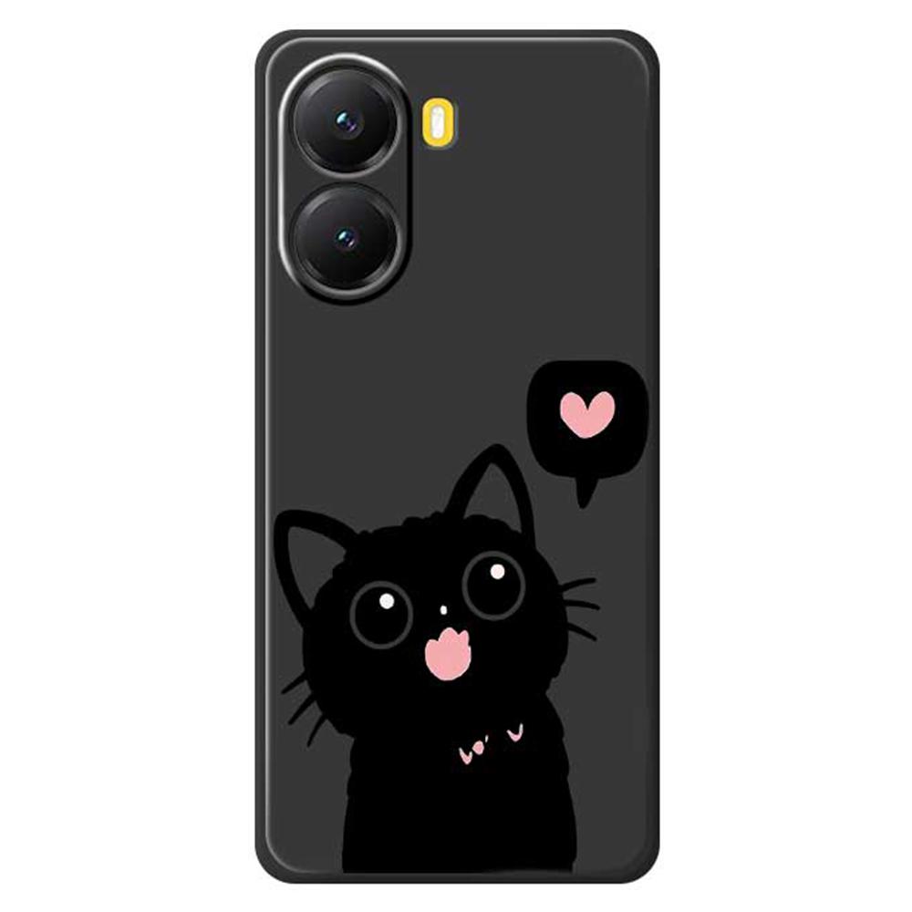 For Xiaomi Redmi Turbo 4 5G/Poco X7 Pro 5G Case Love Black Cat Pattern Printing Straight Edge TPU Phone Back Cover
