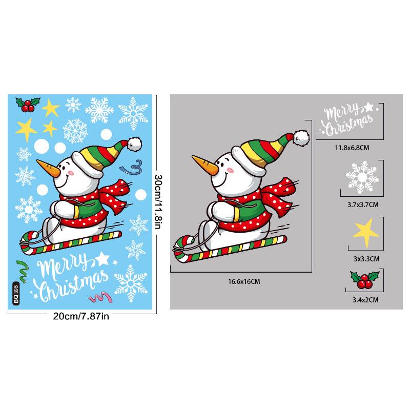 Weihnachtsfensteraufkleber Statische Aufkleber Schneemann Schneeflocke Wandaufkleber Kinderzimmer Wandtattoos Frohe Weihnachten Feiertagsparty