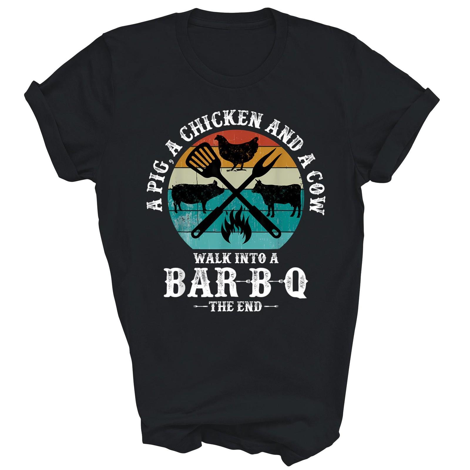A Pig Chicken And Cow Walk Into A Bar B Q Unisex Shirt Gift T-Shirt M